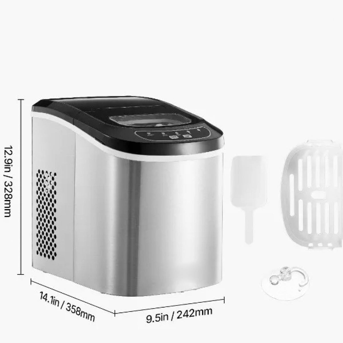 FrosTikox Compact Countertop Ice Maker Machine with 33lbs Daily Output