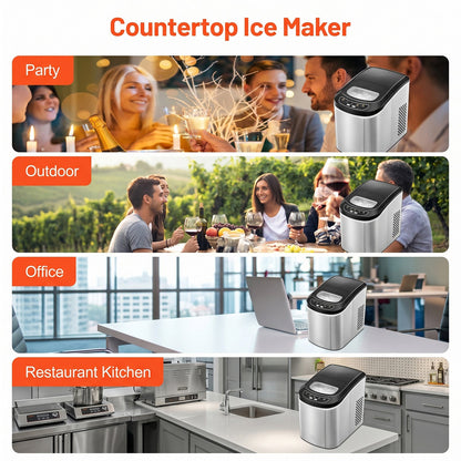 FrosTikox Compact Countertop Ice Maker Machine with 33lbs Daily Output