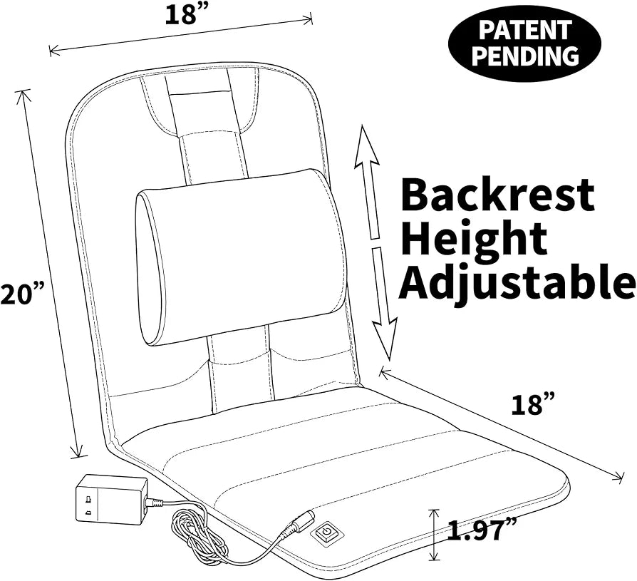 Melissa Heated Office Chair Cushion with Adjustable Lumbar Support and Ergonomic Design