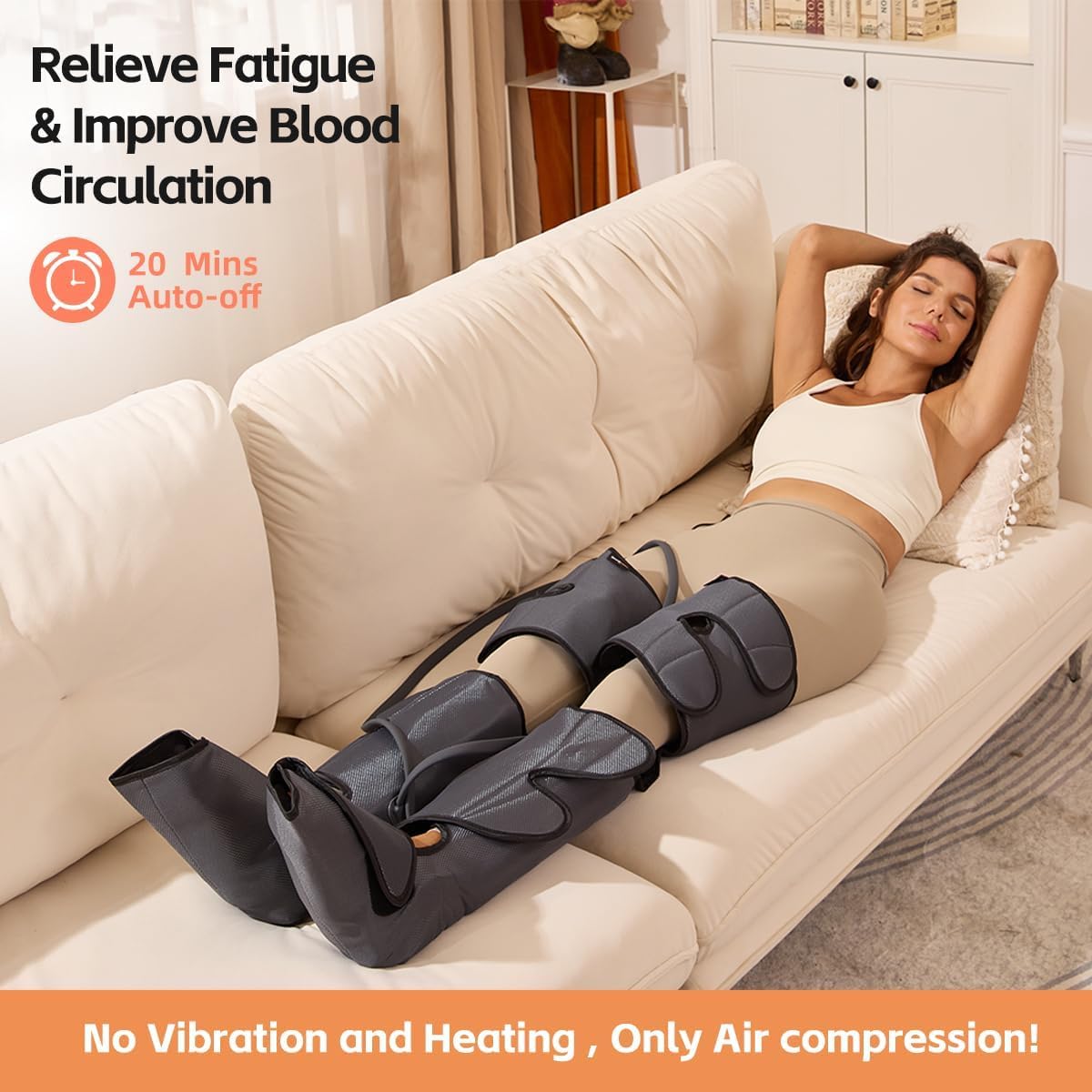 Air Compression Leg Massager, 3 Modes & 3 Intensities, Adjustable Wraps