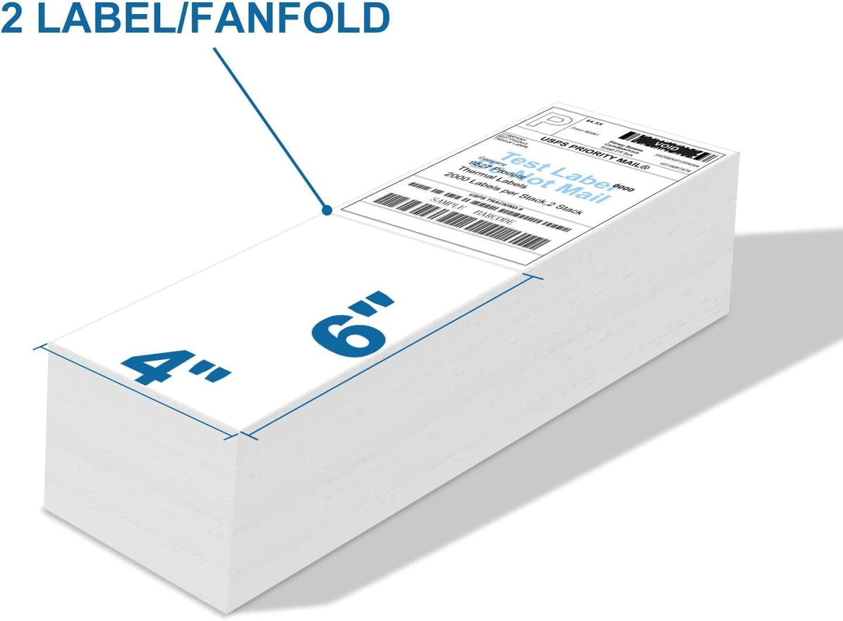 9527 Product Fanfold 4 x 6 Direct Thermal Labels White Perforated Shipping Labels, 500pcs per Stack,1 Stack