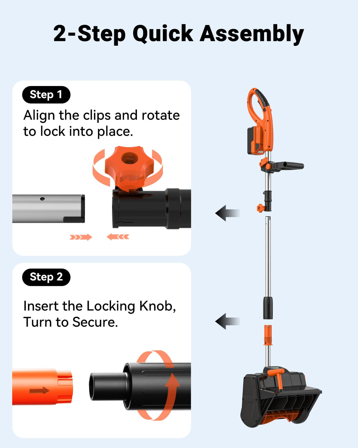 VOLTASK Cordless Snow Shovel, 24V | 13-Inch | 4-Ah Cordless Snow Blower, Battery Snow Blower with Directional Plate & Adjustable Front Handle (4-Ah Battery & Quick Charger Included)