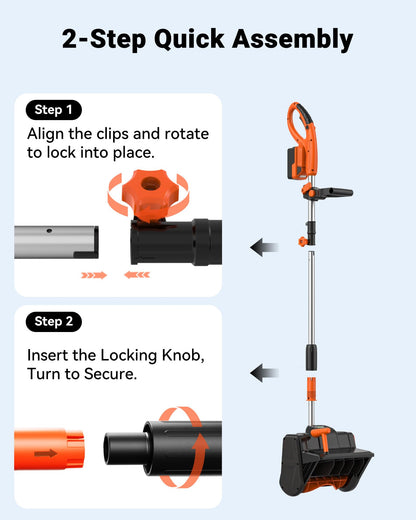 VOLTASK Cordless Snow Shovel, 24V | 13-Inch | 4-Ah Cordless Snow Blower, Battery Snow Blower with Directional Plate & Adjustable Front Handle (4-Ah Battery & Quick Charger Included)