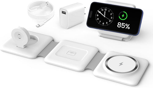 3 in 1 Charging Station, Foldable Magnetic Wireless Charger for iPhone & Watch