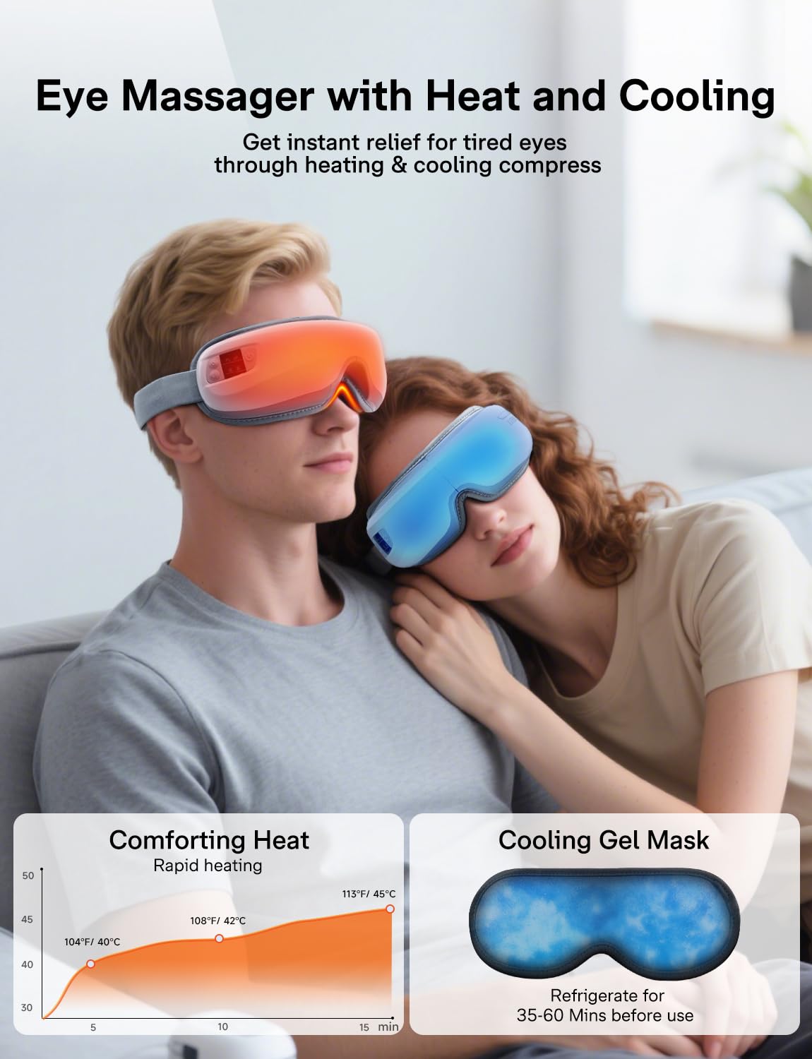 Eye Massager with Heat & Bluetooth Music, Heated Eye Mask