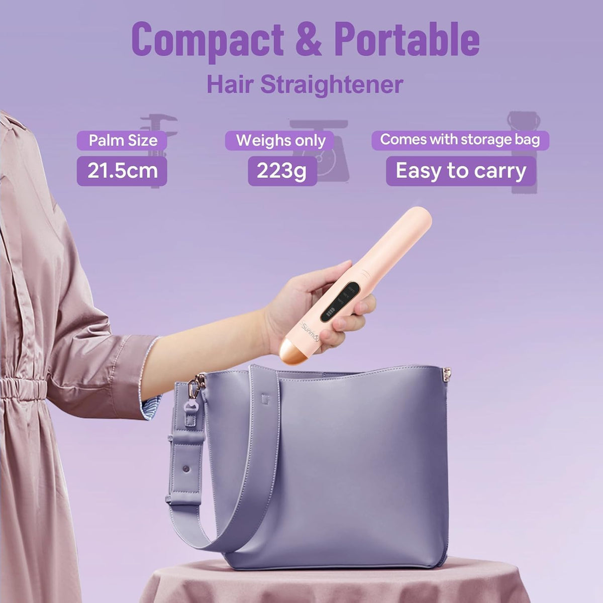 Cordless Hair Straightener, USB-C Rechargeable Travel Flat Iron