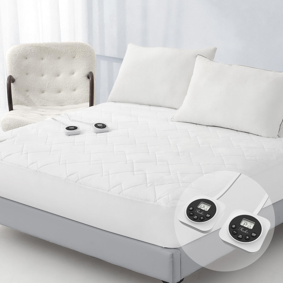 Heated Mattress Pad Queen, 3D Air Fabric, Preheat & Memory for Cold Winter