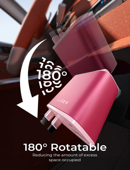 LISEN Retractable Car Charger, 84W Car Charger USB C Fast Charge,4 in 1