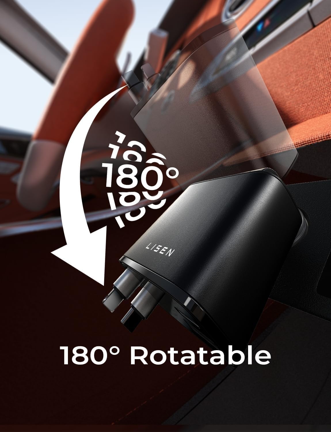 LISEN Retractable Car Charger, 84W Car Charger USB C Fast Charge,4 in 1