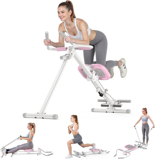 OWLSKY Ab Machine, Adjustable Ab Trainer Machine for Abs Workout at Home Gym, Foldable, Knee Protection, LCD Monitor, Device Holder, 400 LBS,Abdominal Trainer for Stomach Workout