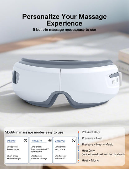 Eye Massager with Heat & Bluetooth Music, Heated Eye Mask