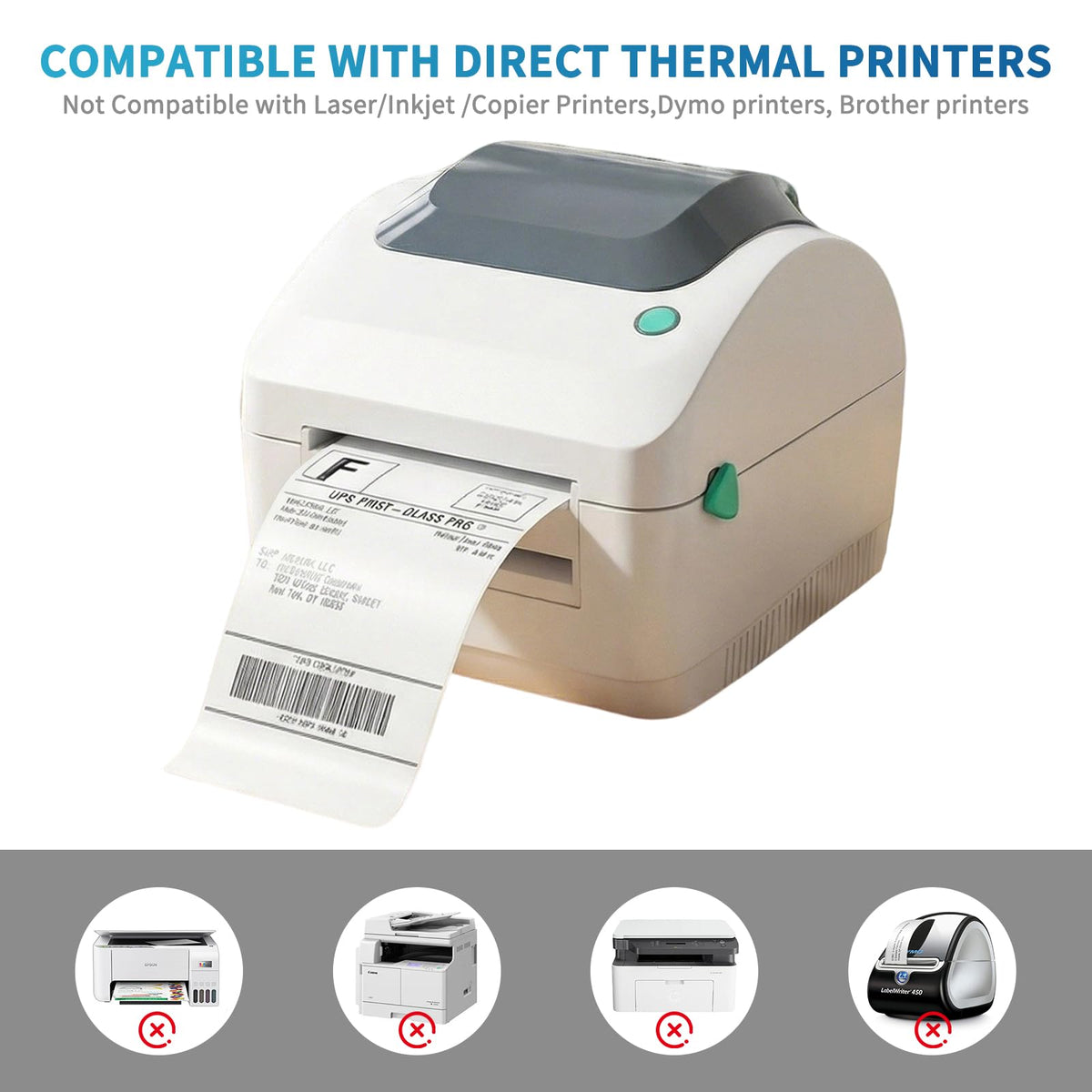 9527 Product Fanfold 4 x 6 Direct Thermal Labels White Perforated Shipping Labels, 500pcs per Stack,1 Stack
