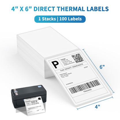 4x6 Thermal Shipping Labels, 500 Fanfold Perforated Labels