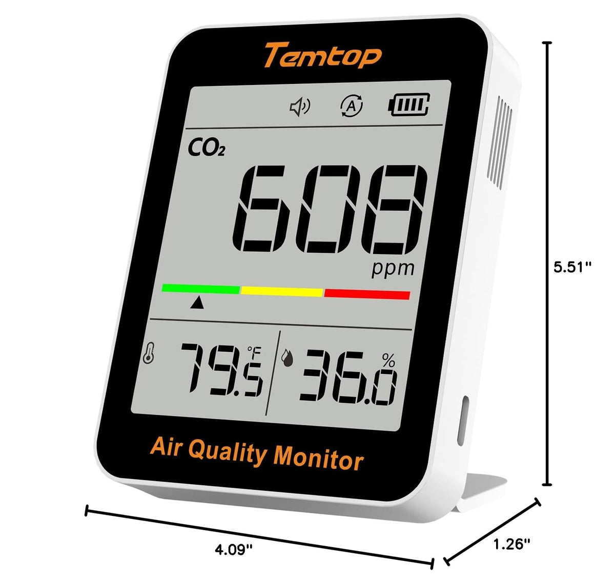CO2 Monitor Indoor Air Quality Meter, Temperature & Humidity