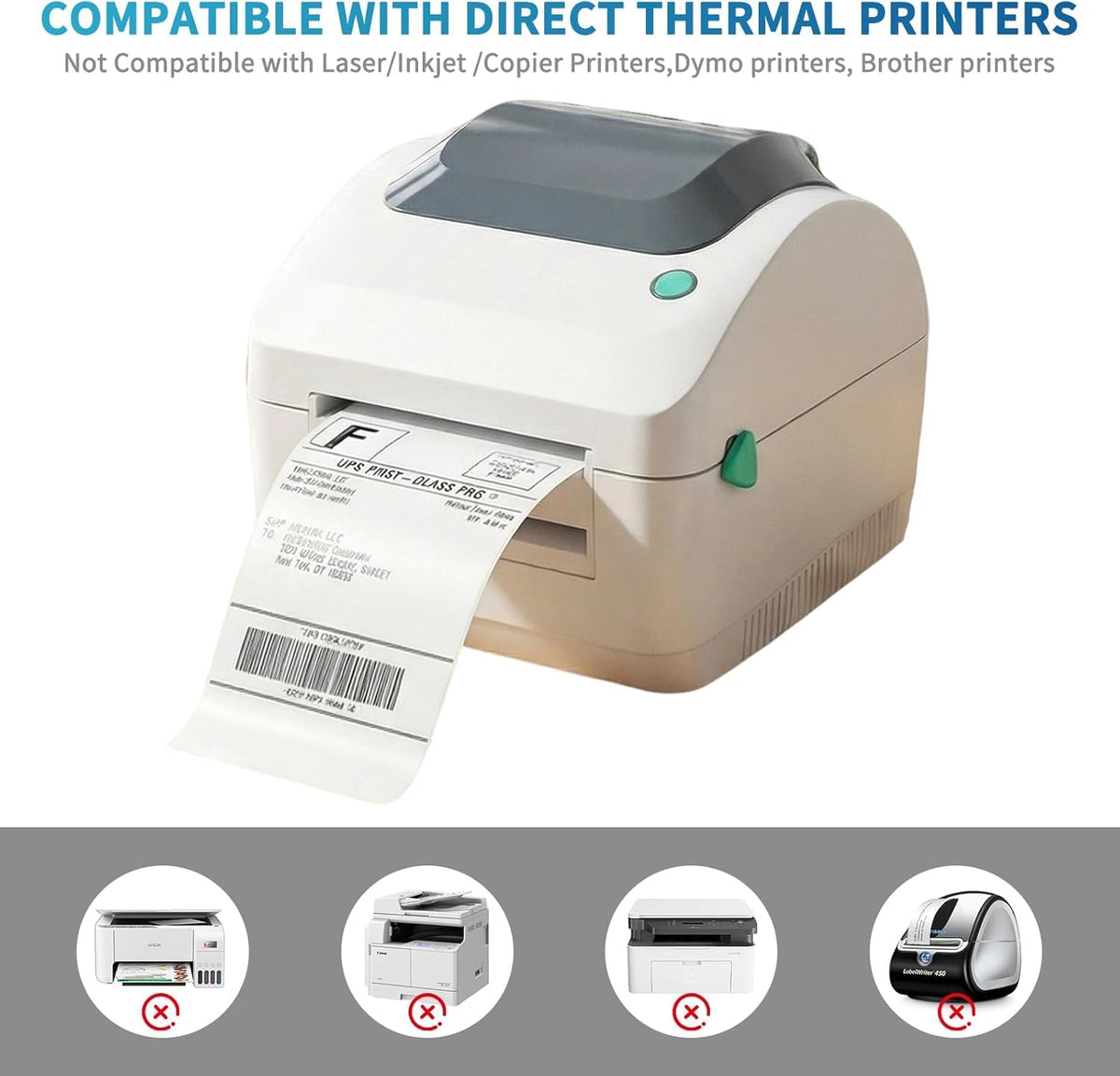 9527 Product Fanfold 4 x 6 Direct Thermal Labels White Perforated Shipping Labels, 500pcs per Stack,1 Stack