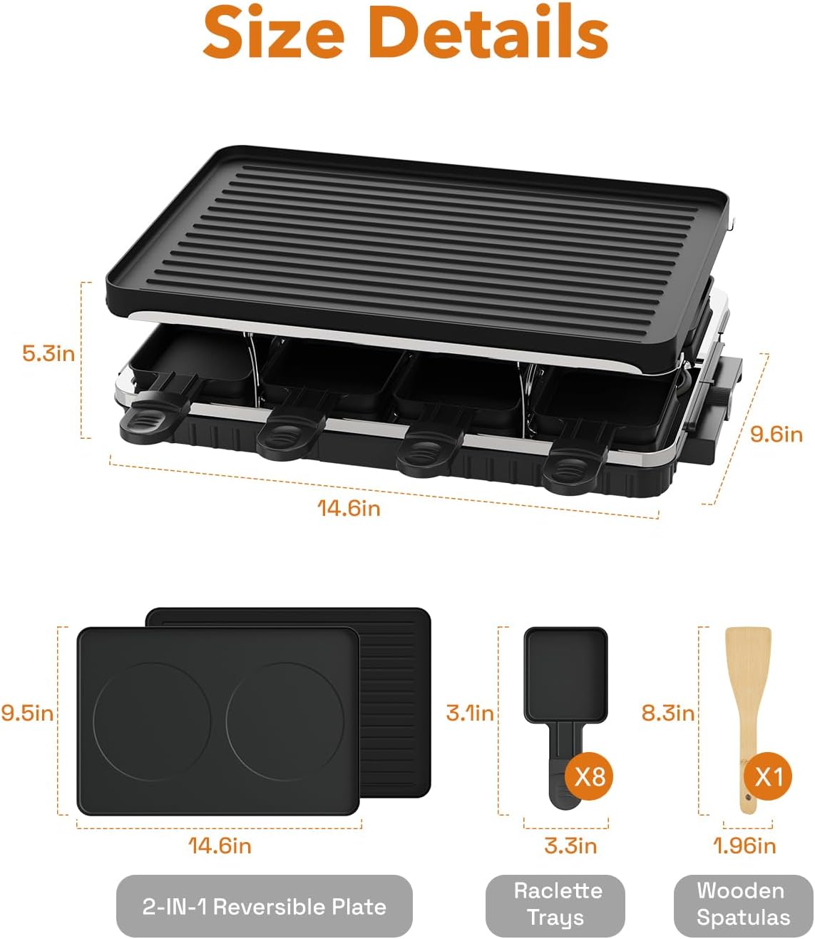 HBN Raclette Table Grill, 2-in-1 Korean BBQ Grill & Electric Griddle, 1300W