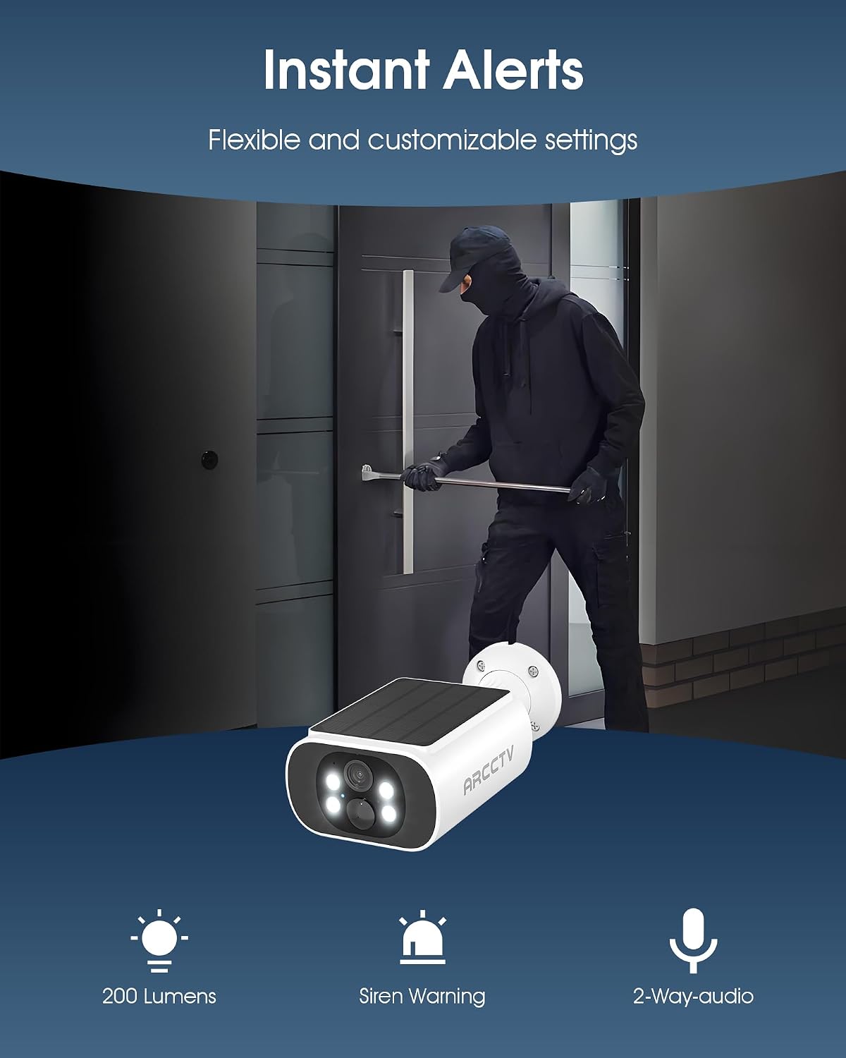 Solar Security Camera Outdoor Wireless, Built-in Solar Panel