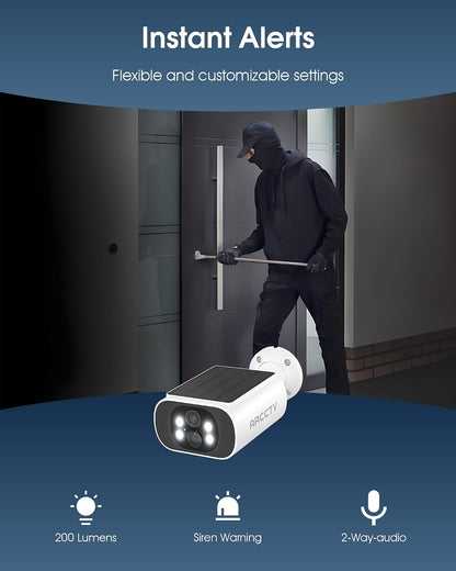 Solar Security Camera Outdoor Wireless, Built-in Solar Panel