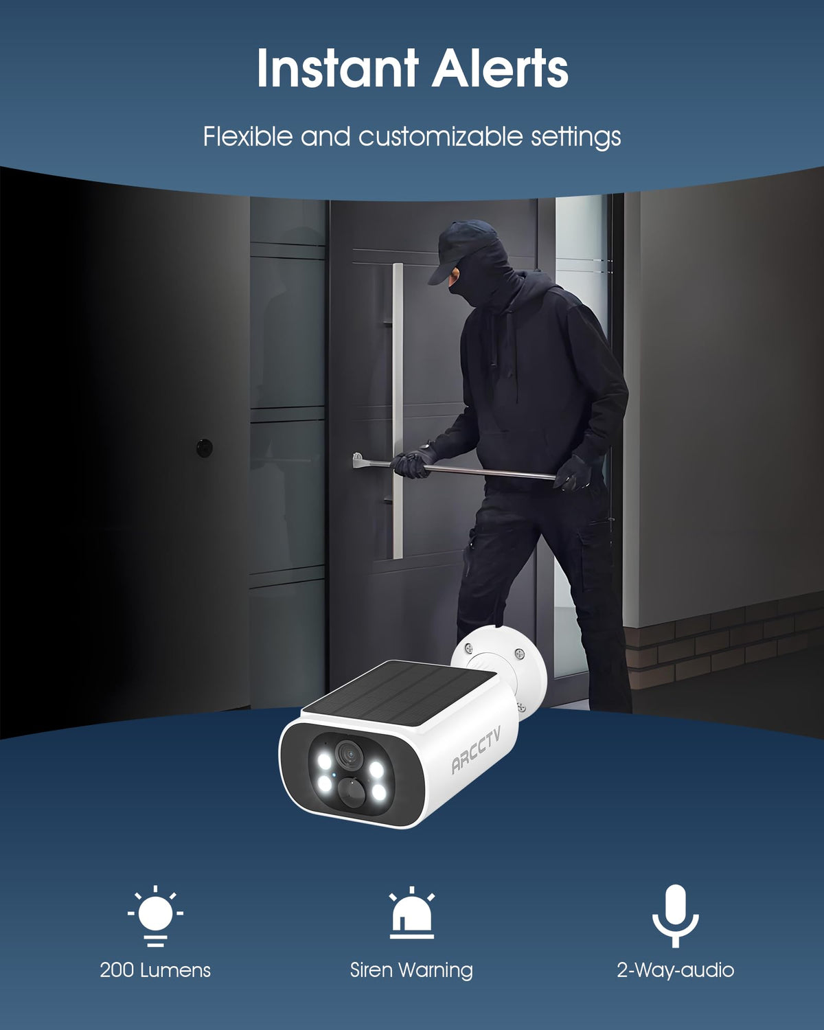 Solar Security Camera Outdoor Wireless, Built-in Solar Panel
