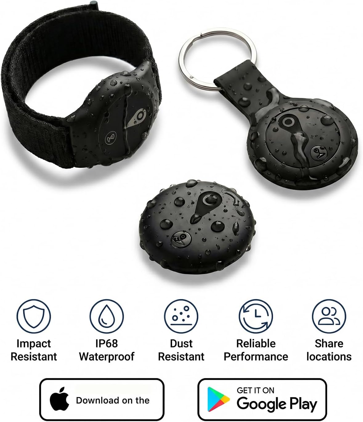 GPS Tracker for Kids, Smart Kids Tracker with Real-Time Location, for Android and iPhone No Monthly Fee & No SIM Card- Wearable Wristband & Keychain Design, IP68 Waterproof,Indoor & Outdoor Safety Use