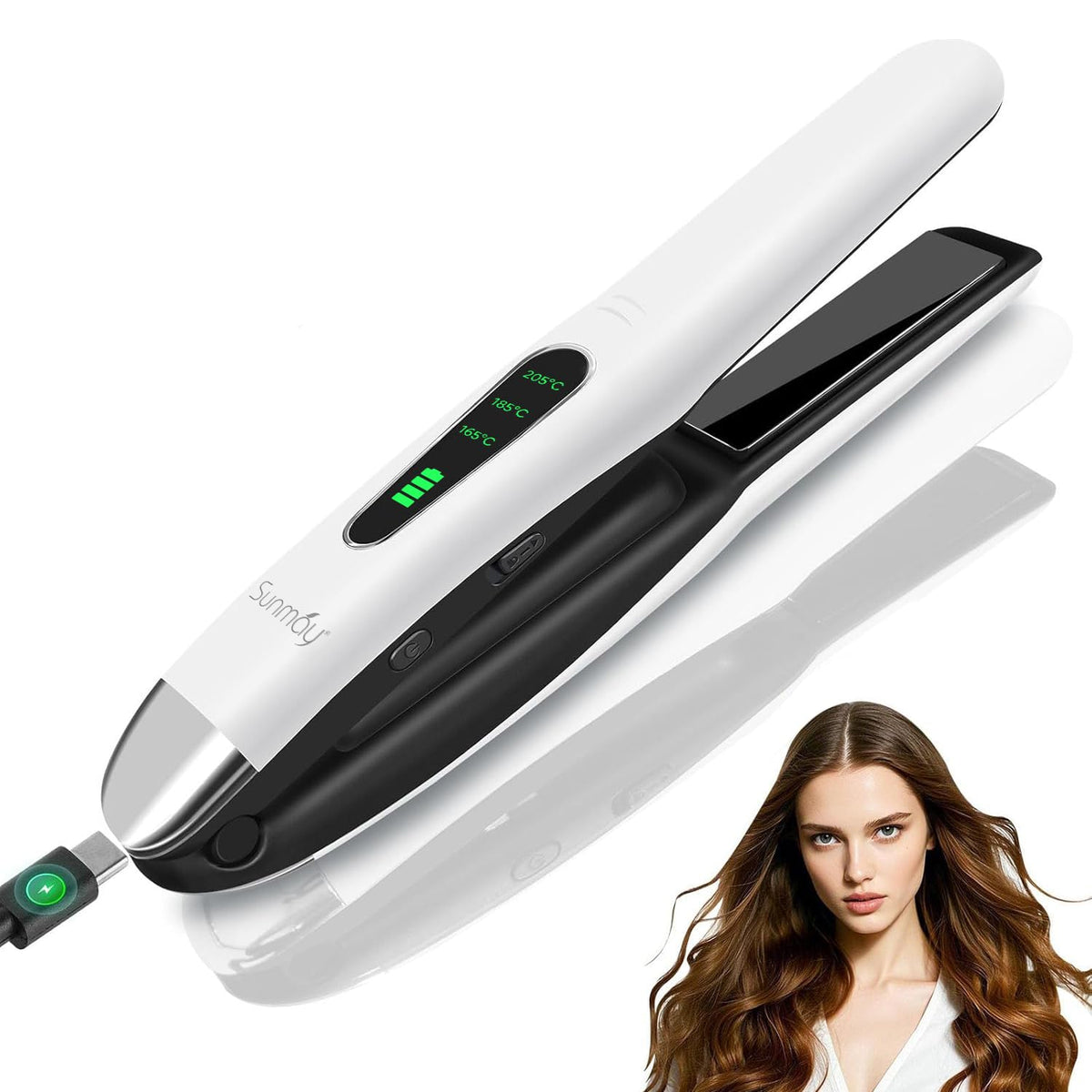 Cordless Hair Straightener, USB-C Rechargeable Travel Flat Iron