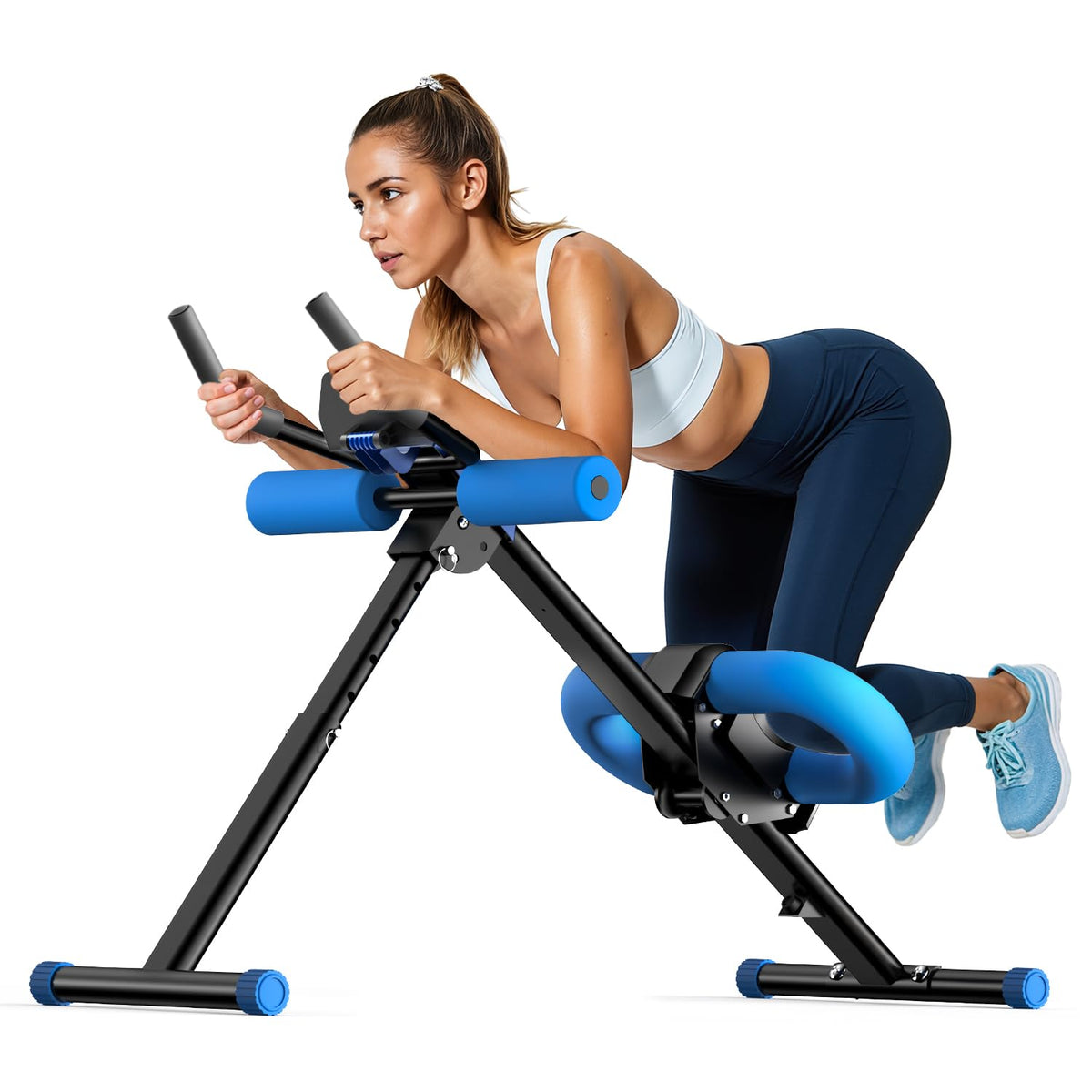 OWLSKY Ab Machine, Adjustable Ab Trainer Machine for Abs Workout at Home Gym, Foldable, Knee Protection, LCD Monitor, Device Holder, 400 LBS,Abdominal Trainer for Stomach Workout