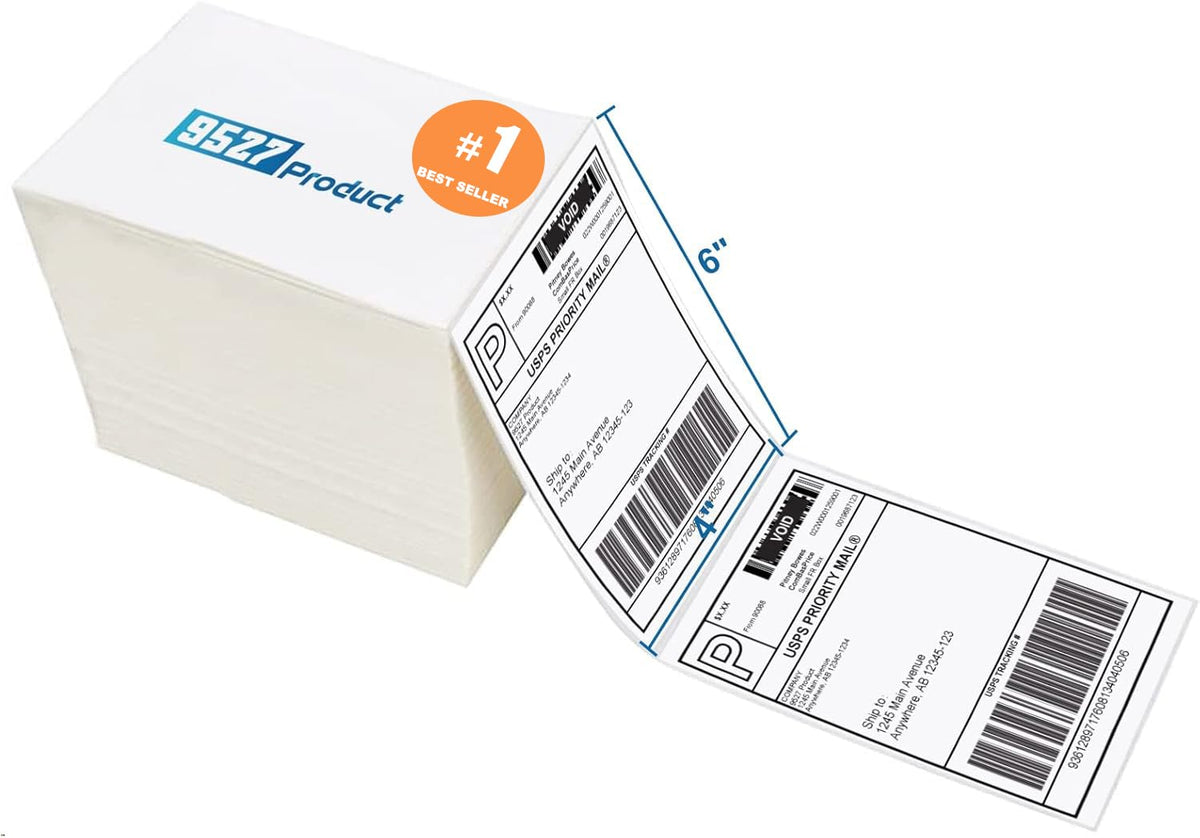 4x6 Thermal Shipping Labels, 500 Fanfold Perforated Labels