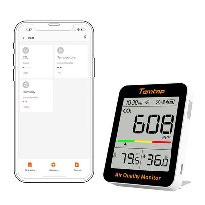 CO2 Monitor Indoor Air Quality Meter, Temperature & Humidity