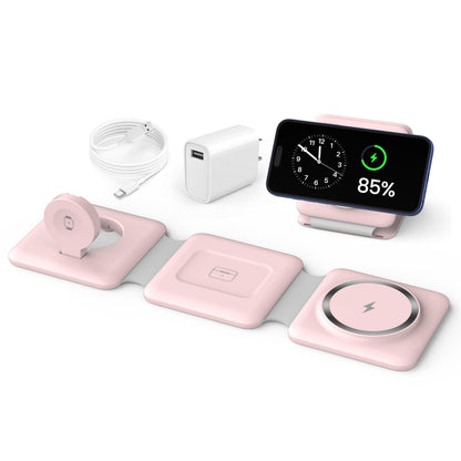 3 in 1 Charging Station, Foldable Magnetic Wireless Charger for iPhone & Watch
