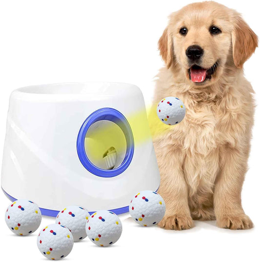 Automatic Ball Launcher for Dogs, 3 Distances 20-45ft, 6 Balls Included