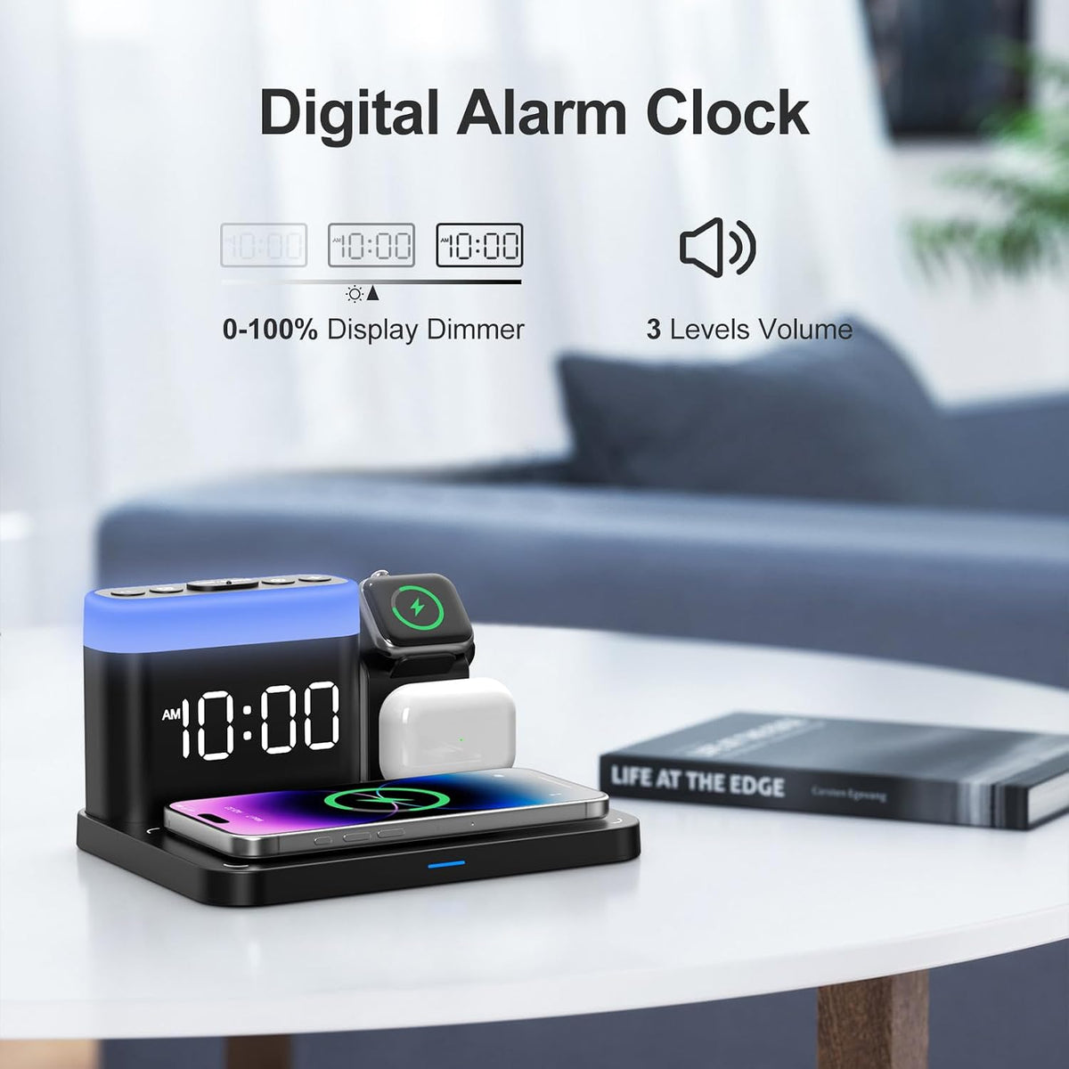 5 in 1 Wireless Charging Station with Alarm Clock & Night Light