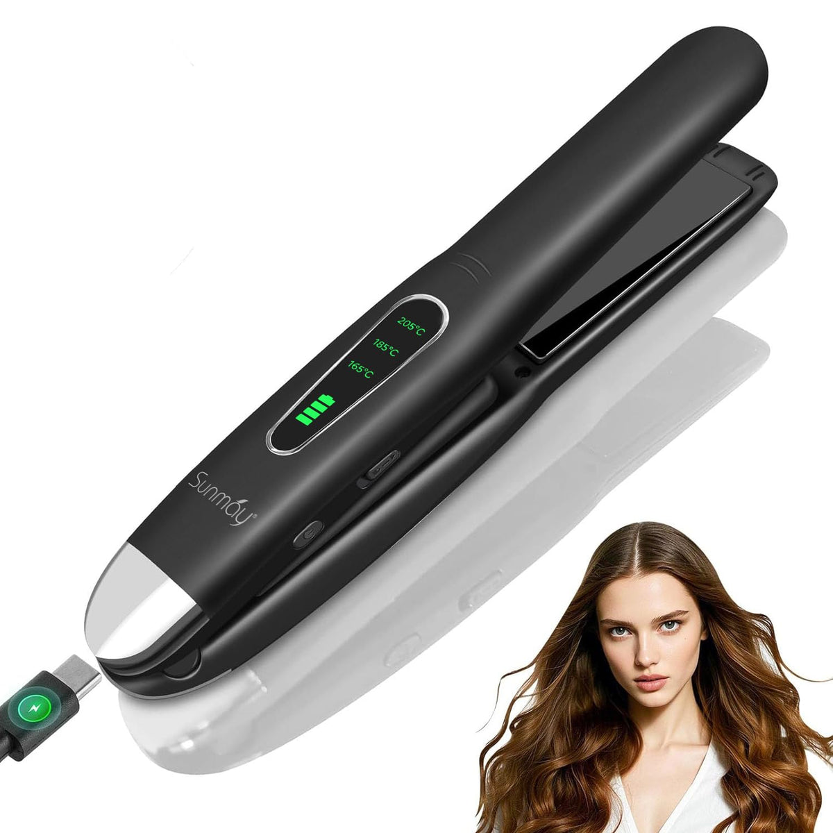 Cordless Hair Straightener, USB-C Rechargeable Travel Flat Iron