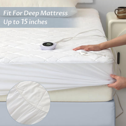 Heated Mattress Pad Queen with Preheat & Memory, 3D Air Fabric