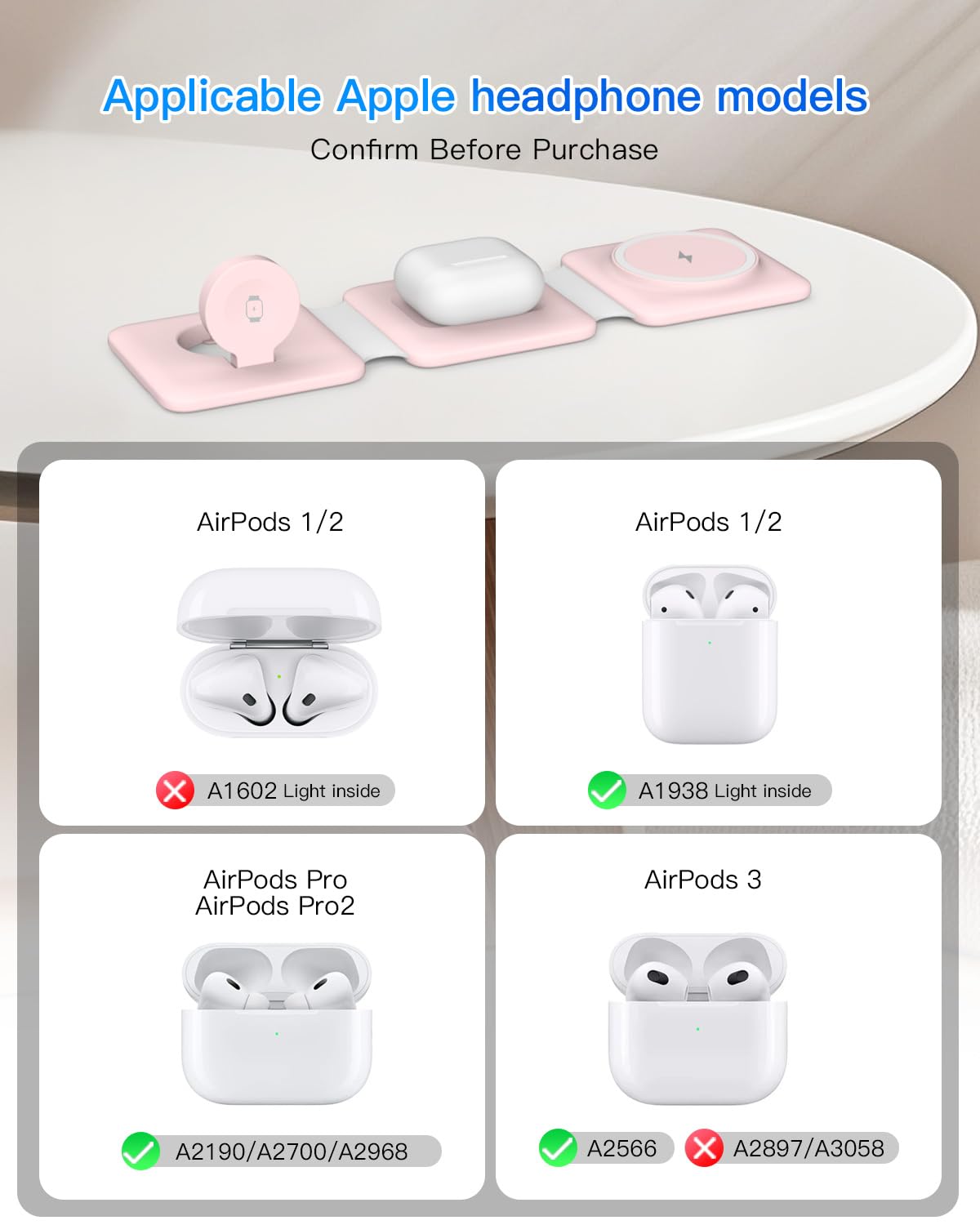 Charging Station for Apple Multiple Devices - 3 in 1 Foldable Magnetic Wireless Charger Dock - Travel Charging Pad for iPhone 17 16 15 14 13 12 Pro Max Plus Watch & Airpods
