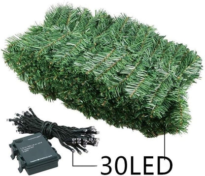 Christmas Garland with Lights 9ft, Prelit for Mantle, Stairs & Door