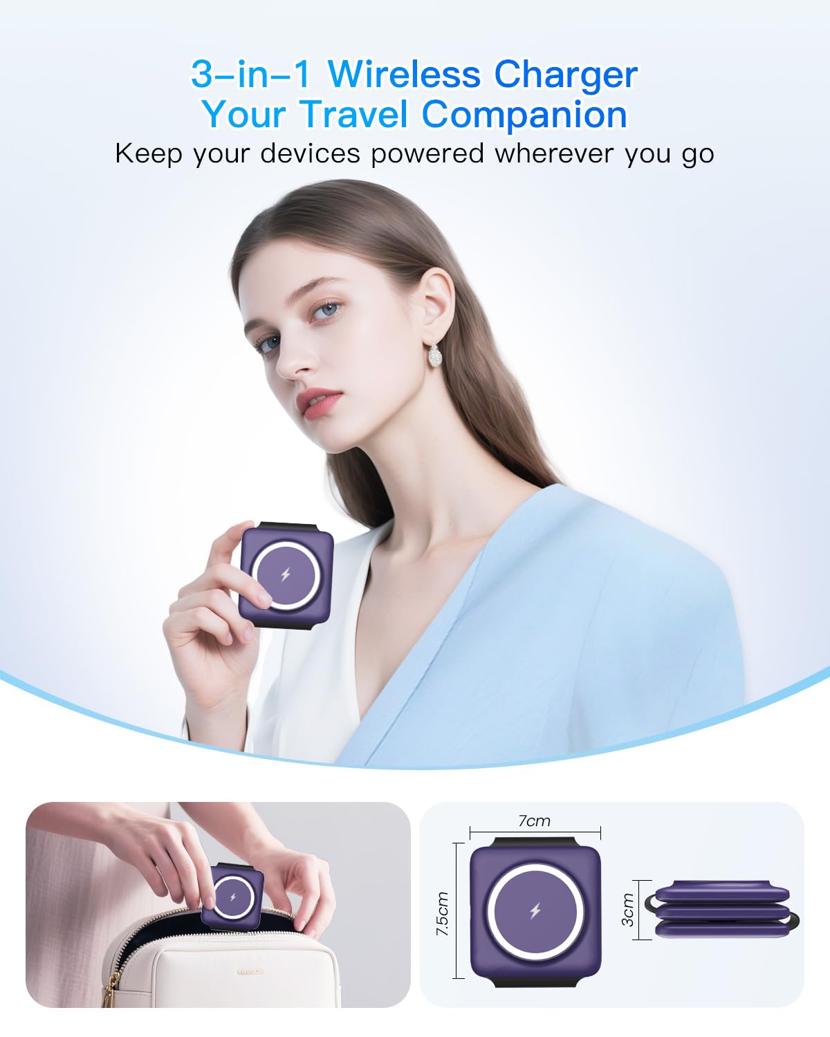 Charging Station for Apple Multiple Devices - 3 in 1 Foldable Magnetic Wireless Charger Dock - Travel Charging Pad for iPhone 17 16 15 14 13 12 Pro Max Plus Watch & Airpods
