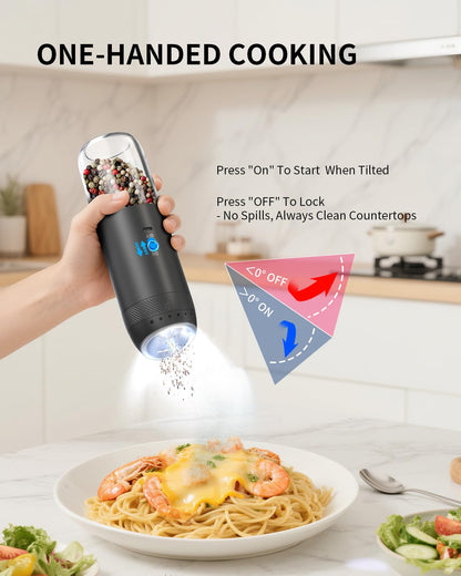 Electric Salt and Pepper Grinder Set, Gravity Rechargeable with LED