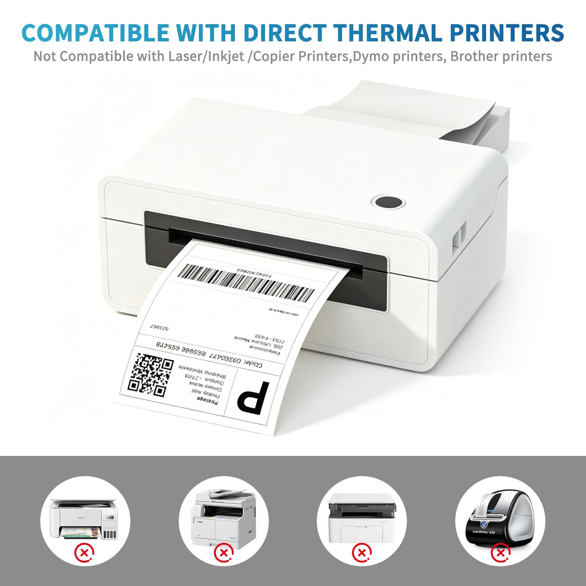 9527 Product Fanfold 4 x 6 Direct Thermal Labels White Perforated Shipping Labels, 500pcs per Stack,1 Stack