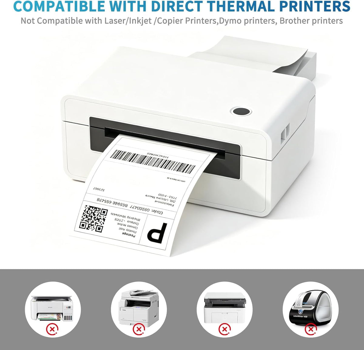 4x6 Thermal Shipping Labels, 500 Fanfold Perforated Labels