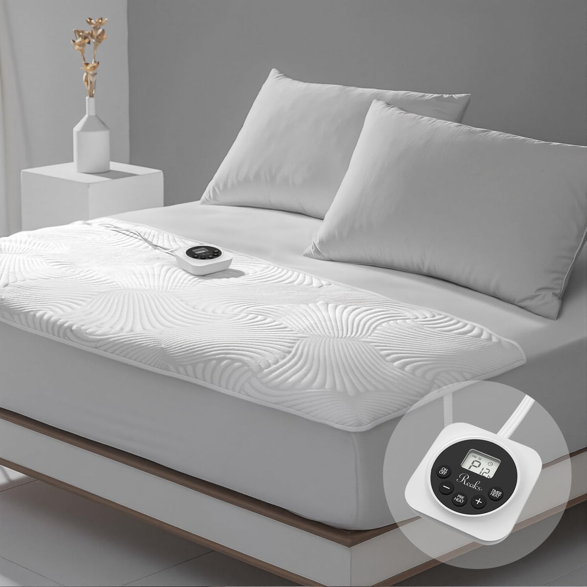 Heated Mattress Pad Queen, 3D Air Fabric, Preheat & Memory for Cold Winter