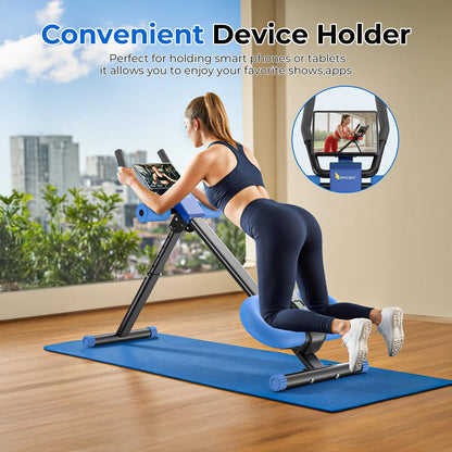 OWLSKY Ab Machine, Adjustable Ab Trainer Machine for Abs Workout at Home Gym, Foldable, Knee Protection, LCD Monitor, Device Holder, 400 LBS,Abdominal Trainer for Stomach Workout