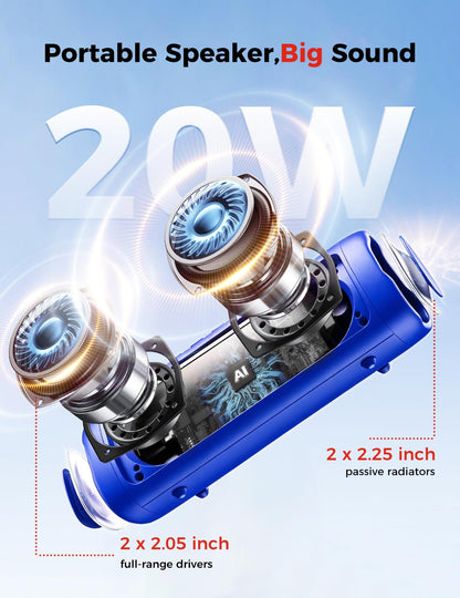 Portable Bluetooth Speaker 20W, IPX5 Waterproof, 24H Playtime