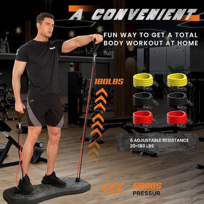 Upgraded Push Up Board,36 in 1 Home Gym Equipment with Ab Roller Wheel & Resistance Bands, Portable Foldable Workout Board for Full Body Strength Training Men Women,Gift for Boyfriend