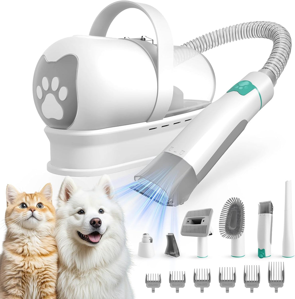 Dog Grooming Vacuum Kit with Clipper & Nail Grinder, 6 Tools