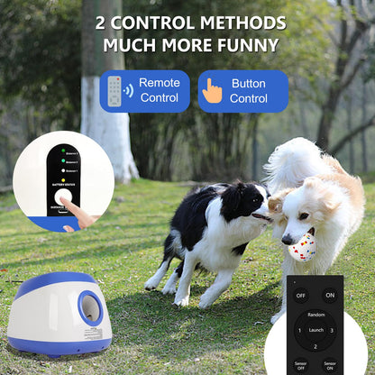 Automatic Ball Launcher for Dogs, 3 Distances 20-45ft, 6 Balls Included