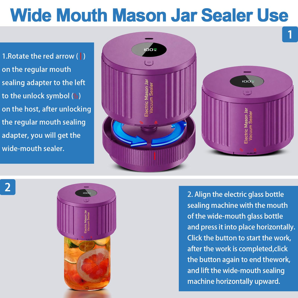 LOVE MOMENT Electric Mason Jar Vacuum Sealer Kit with One Touch Auto-Pause