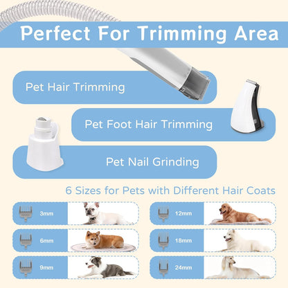 Dog Grooming Vacuum Kit with Clipper & Nail Grinder, 6 Tools