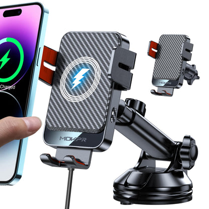 Wireless Car Charger 15W Fast Charging Dash Windshield Vent Car Mount