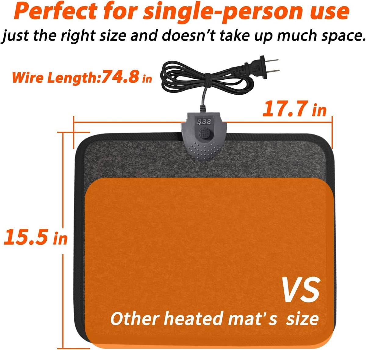 Heated Foot Mat Under Desk, Adjustable Temperature Foot Warmer