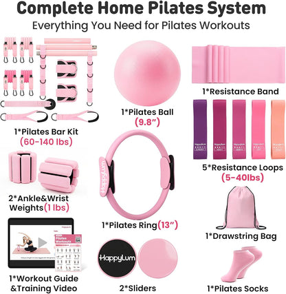 Pilates Kit, Complete Home Pilates Equipment Set with Bar Kit
